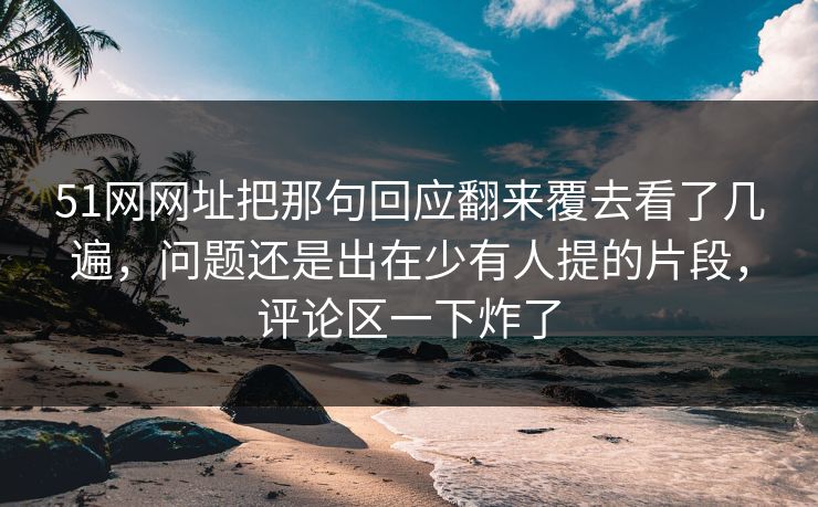51网网址把那句回应翻来覆去看了几遍,问题还是出在少有人提的片段,评论区一下炸了 51网网址把那句回应翻来覆去看了几遍,问题还是出在少有人提的片段,评论区一下炸了