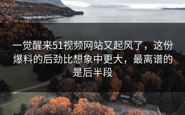 一觉醒来51视频网站又起风了,这份爆料的后劲比想象中更大,最离谱的是后半段 一觉醒来51视频网站又起风了,这份爆料的后劲比想象中更大,最离谱的是后半段