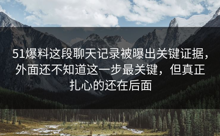 51爆料这段聊天记录被曝出关键证据，外面还不知道这一步最关键，但真正扎心的还在后面
